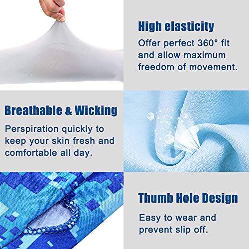 Bacophy 3 Pairs Arm Sleeves with Thumb Holes Women Men UV Protection Cooling, UPF 50 Compression Long Arm Cover4