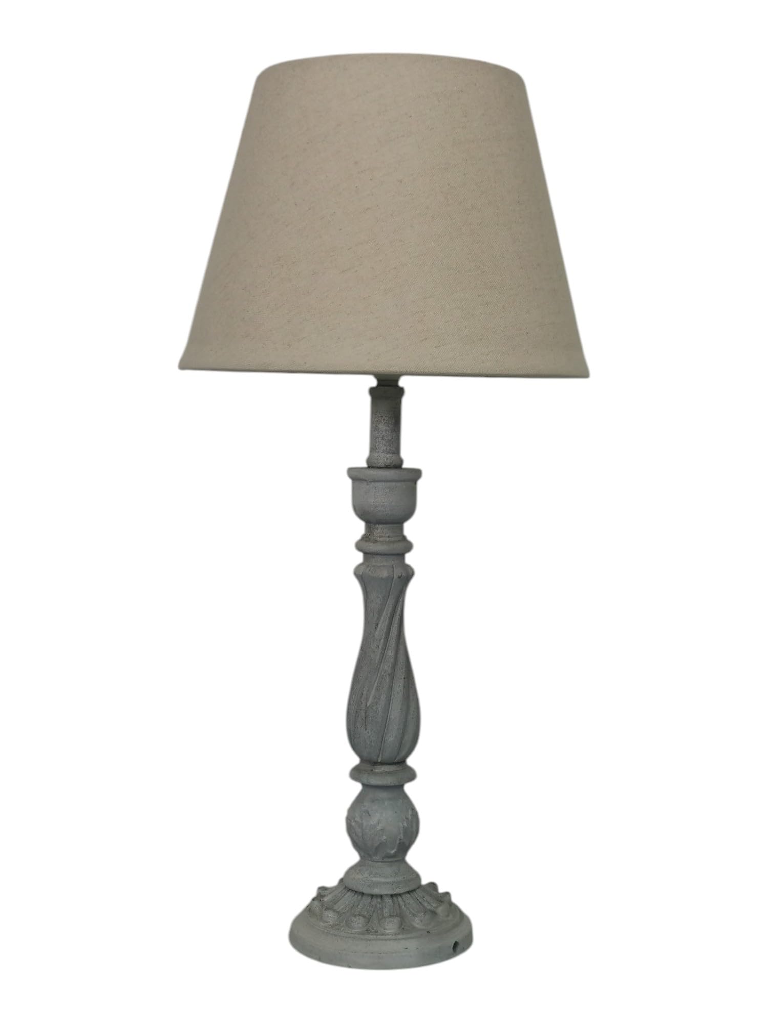 Acaciahome Women's 41Cm Grey With Cream Shade Modern Tall Wooden Washed Table Lamp - Traditional Shabby Chic Design With Taupe Linen Shade, Wood Effect Finish For Living Rooms, Bedrooms, Or Hallways Decor (41Cm Grey With Cream Shade)