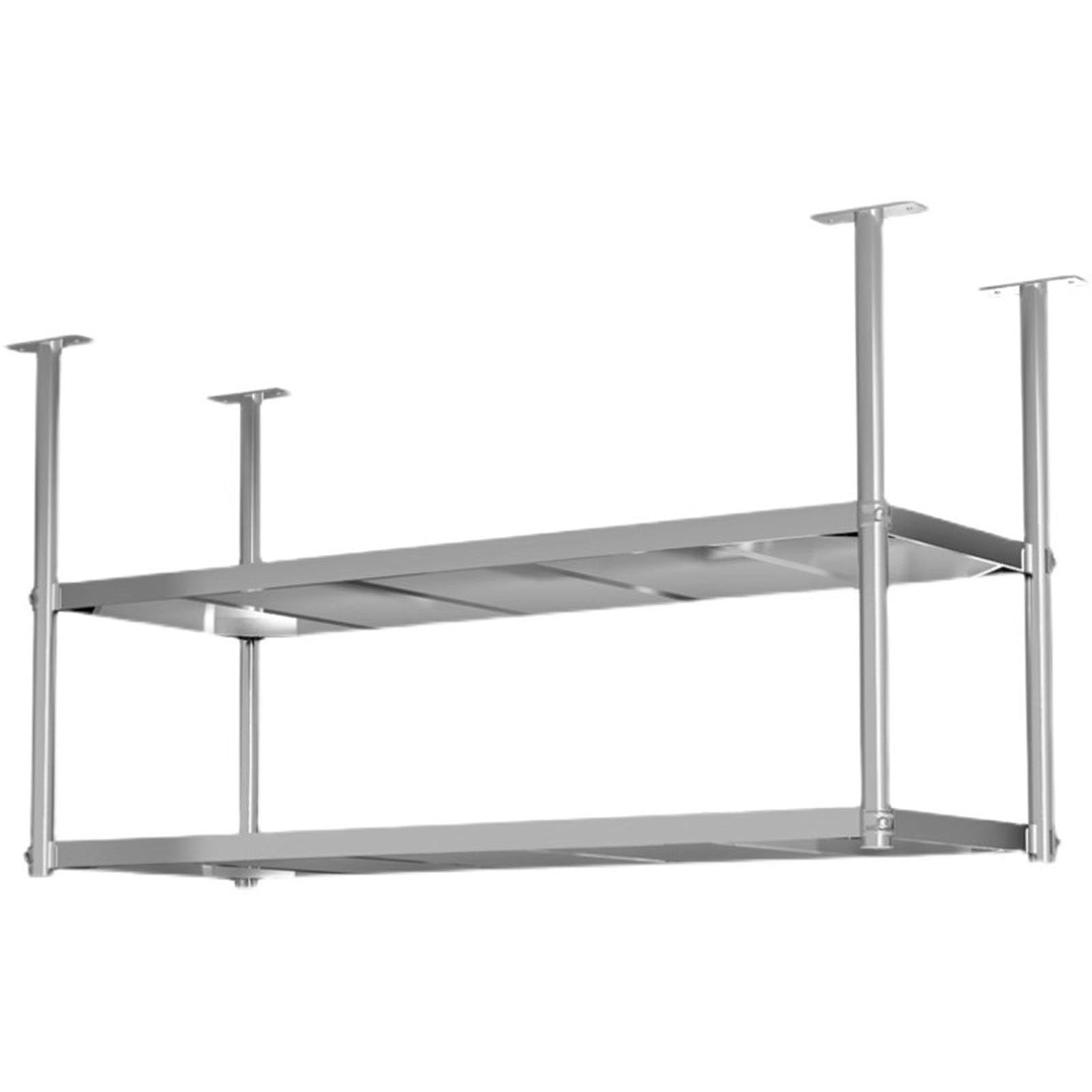 YUANCHUTOP Stainless Steel Floating Shelf, Industrial Wall Storage Rack, Kitchen Bread Holder & Bar Décor, 2-Tier Silver (90x35x120cm) for Café & Home Use