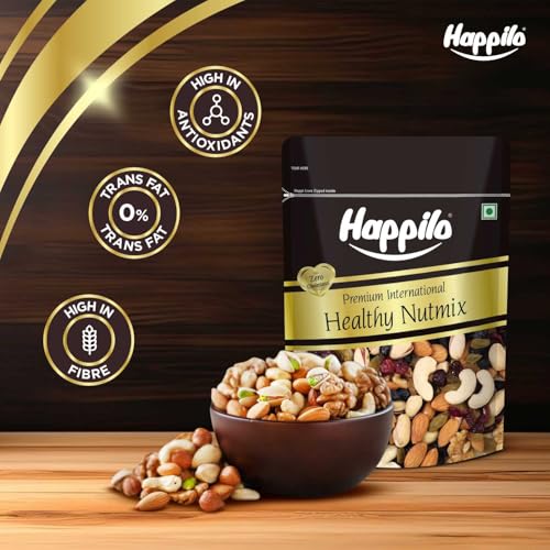 Image of Happilo Premium International Healthy Nutmix 350g | Almonds | Black Raisins| Cashewnuts | Cranberries | Green Raisins | Pistachio Kernels | Walnut Kernels healthy snacking | Dry Fruit | Trail Mix | Mix Nuts | Mix Dry Fruit