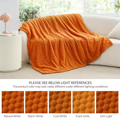 Image of BEDELITE Fall Blanket for Couch, Soft Autumn Gifts for Women, Orange,60*80 | 3D Jacquard Decorative Fleece Blanket, Super Soft Plush Throws, Cute Birthday Gift for Women & Men, Suitable for Autumn