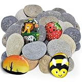 25Pcs River Rocks for Painting, 2-3 Inch Flat Smooth Rocks to Paint, Natural Craft Stones for Kids & Adults Art Projects, Bulk Painting Rocks