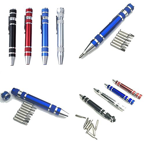 DIY Crafts 8 in 1 Mini Screwdriver Small Screwdrivers Set Mix Colour Tiny Multi Repair Tools Kit Pen Style Precision Gadgets Repair Tool Kit (Pack Of 1 Pc, Random Colour Sky Blue 2)