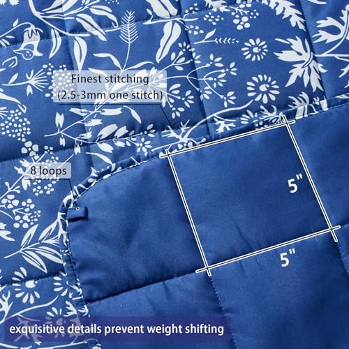 Image of yescool Weighted Blanket for Adults (15 lbs, 48 inch x 72 inch, Indigo) Cooling Heavy Blanket for Sleeping Perfect for 140-160 lbs, Twin Size Breathable Blanket with Premium Glass Bead, Machine Washable