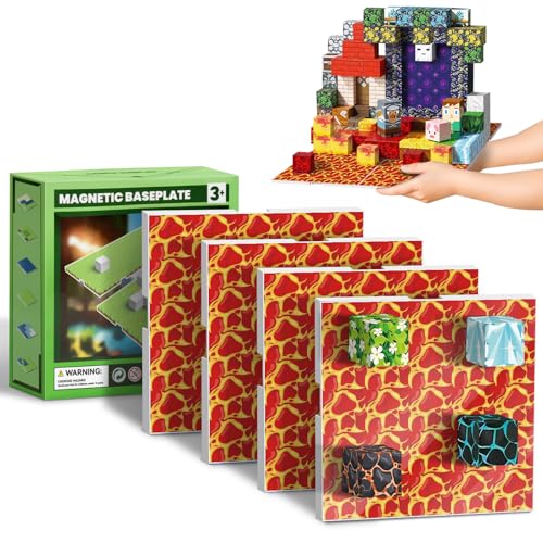 Image of Magnetic Blocks Baseplate for Minecraft Magnet Blocks, 4PCS, Lava
