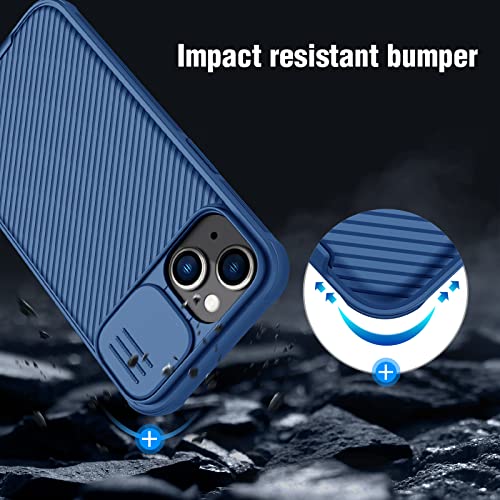Image of Nillkin Camshield for iPhone 14|iPhone 13 Case|Built in Slide Camera Cover Case with Lens Protection Anti-Scratch Hard Pc & TPU Slim Shockproof Protective Phone Case 6.1'' Blue