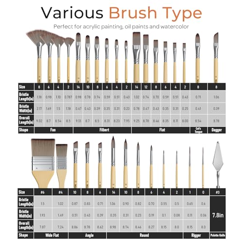 Image of Nicpro 32pcs Paint Brush Set, Acrylic Paint Brushes, Professional Artist Series with Paint Spatula and Cloth Roll, Paintbrushes for Oil, Acrylic Canvas Paintings, Watercolor, Art Supplies