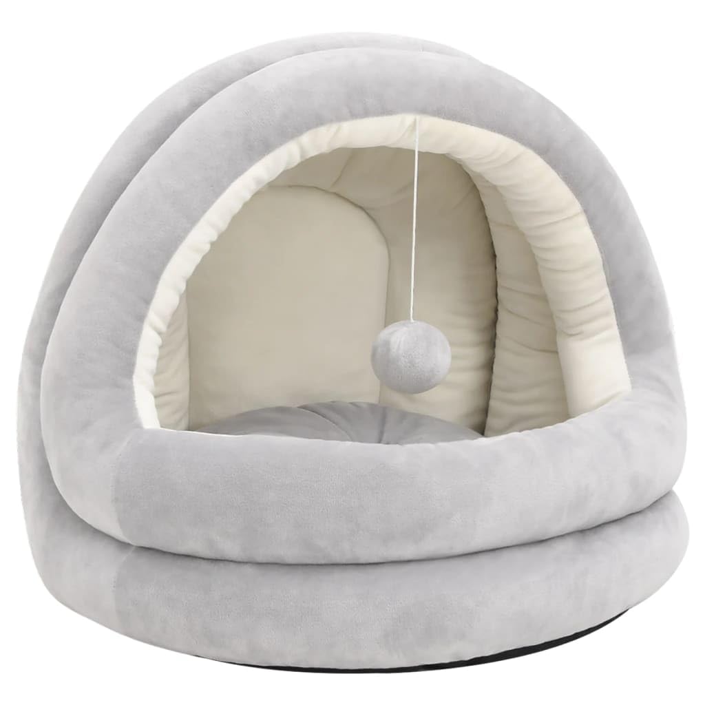 Katzenbett kuschelige Katzenhöhle 50x50x45 cm weiches Fleece Haustierbett für Katzen und kleine Hunde rutschfeste Unterseite mit Spielball