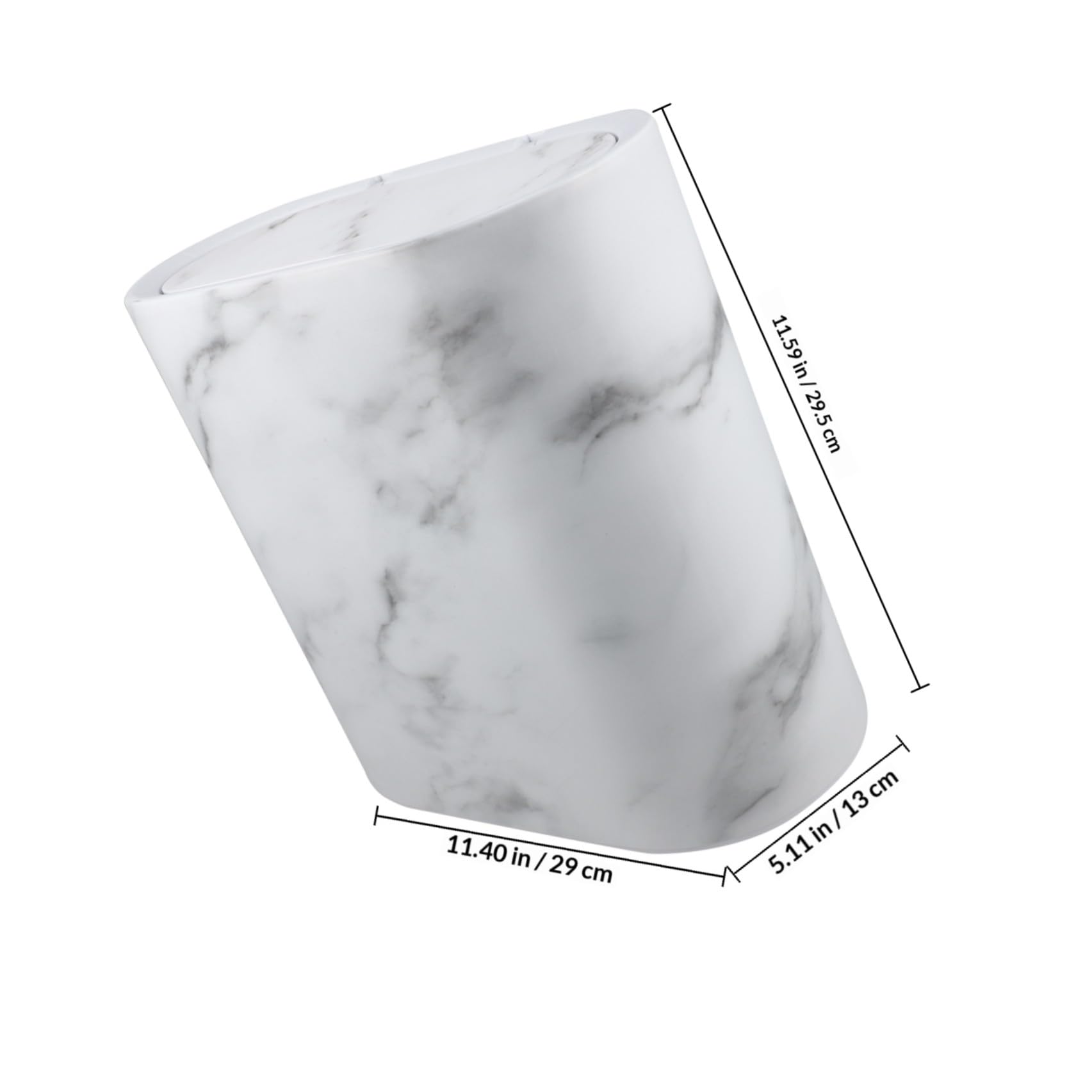 Hemobllo Spazzatura con Finitura Effetto Marmo Raffinato Bidone con Coperchio in Plastica Stretto Capacità Moderata, Design Salvaspazio per Cucina e Camera da Letto