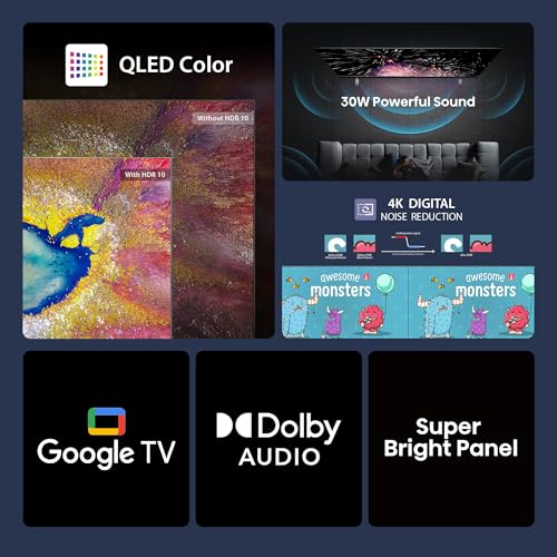 Image of Hisense 80 cm (32 Inches) HD Ready Smart QLED Google TV | HDR10, 30W Powerful Speakers, Dolby Audio | Super Bright Panel | Google Assistant & Chromecast | HDR 10 | Voice Control | 32E5Q (Black)