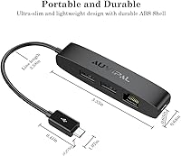 Vista 6 de AuviPal 3 en 1 Adaptador Ethernet Micro USB, Hub OTG con 2 Puertos USB y 1 Puerto RJ45 para Fire TV Stick, Raspberry Pi Zero, Google Chromecast