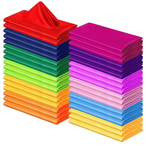 Yaomiao Set of 36 Multicolor Cloth Napkins Polyester Dinner Washable Napkins Cloth Bulk for Wedding Party Holiday Dessert Lunch Cocktail Birthday Banquet Supplies(20 x 20 Inch,Multi Colors)