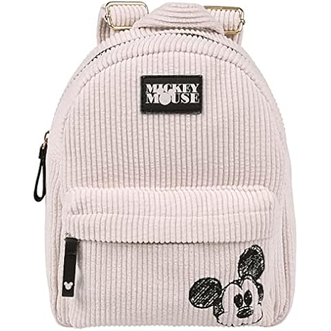 Disney Mickey Mouse Beige Corduroy Small Backpack 24x20x9.5 cm Cover