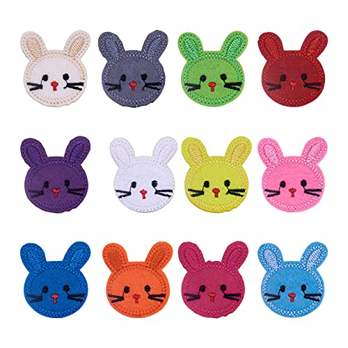 Craftdady AJEW-S076-021-QINGSEN 120Pcs Rabbit Bunny Iron On Patches 12 Colors Embroidered Sew Applique Repair Patches cover