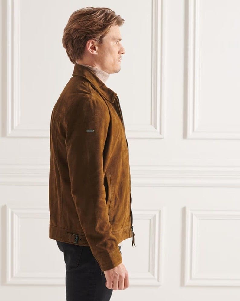 Image of LEATHER JACKET FOR MEN SUEDE.