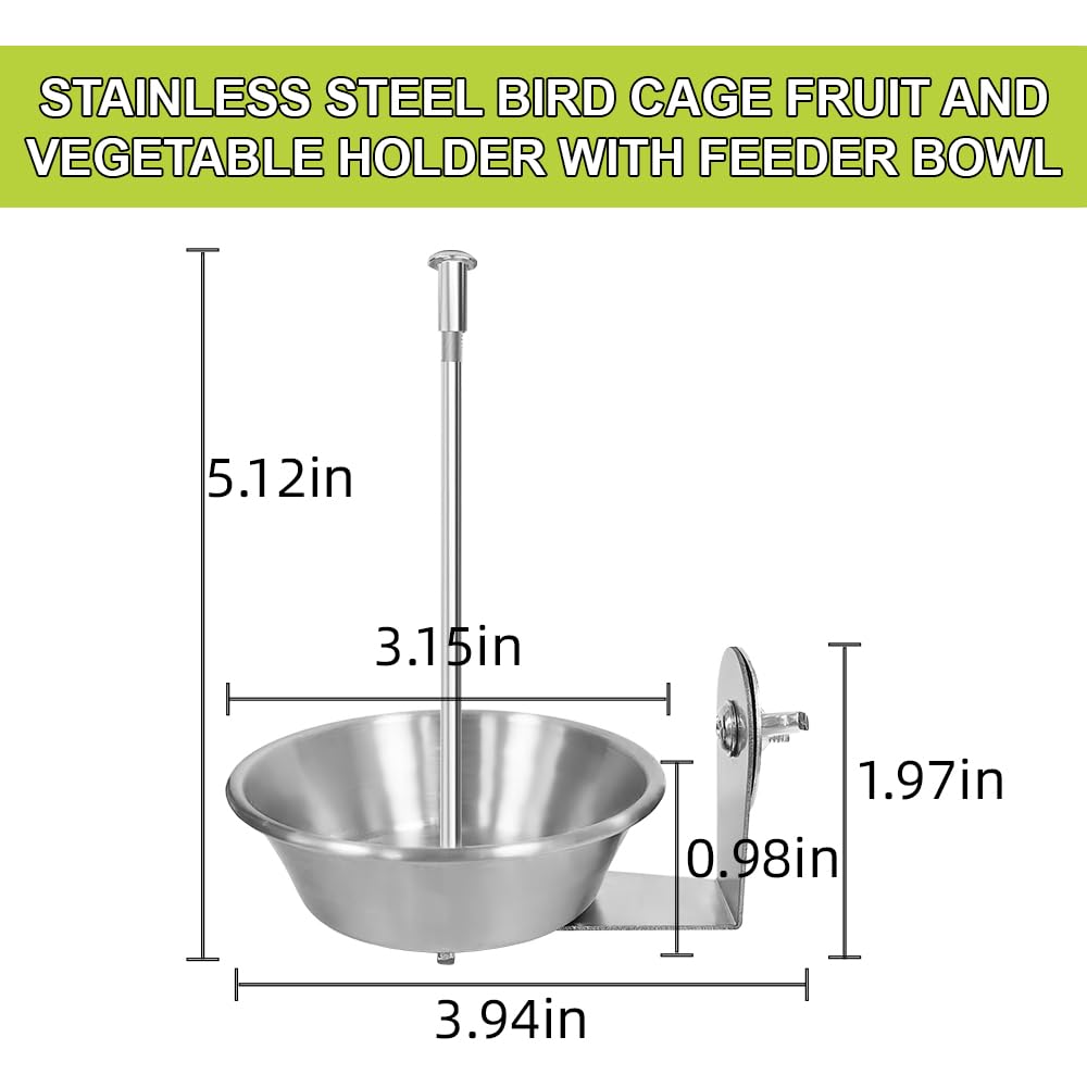 Set of 1 Bird Cage Feeder for Vegetable & Fruit, Parrot Fruit Holder with Dish Bowl Design to Keep Clean, No Mess Bird Food Veggies Skewer for Parakeets, Cockatiels, Lovebirds, Budgies, Conures - image 2