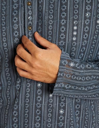 Image of Symbol Premium Men Cotton Embroidered Long Kurta