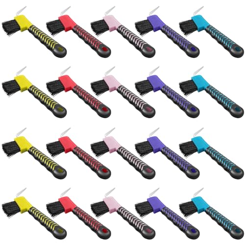 Image of Zhehao 30 Pieces Horse Hoof Pick Brush with Soft Rubber Handle Portable Hoof Pick with Brush, Random Colors