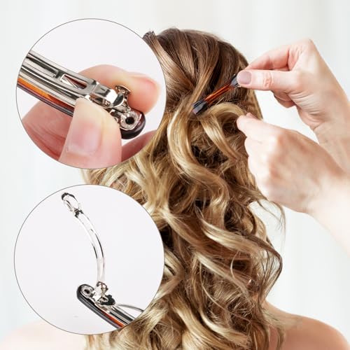 8 Piezas Pequeñas Pinzas para Pelo en Carey para Mujer, Pinzas Planas Francesas, Tamaño Pequeño Curvo Brilloso para Cabello Fino y Delgado (Negro, Blanco, Leopardo y Ámbar) miniatura 5