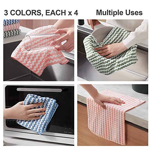 Joymoop Microfiber Cleaning Cloth 12Pack, Larger Kitchen Towels, Dish Rags For Dish Drying Washing, Absorbent Streak Free Lint Free Rags For Cleaning, Reusable And Washable Dish Towels #TOP6