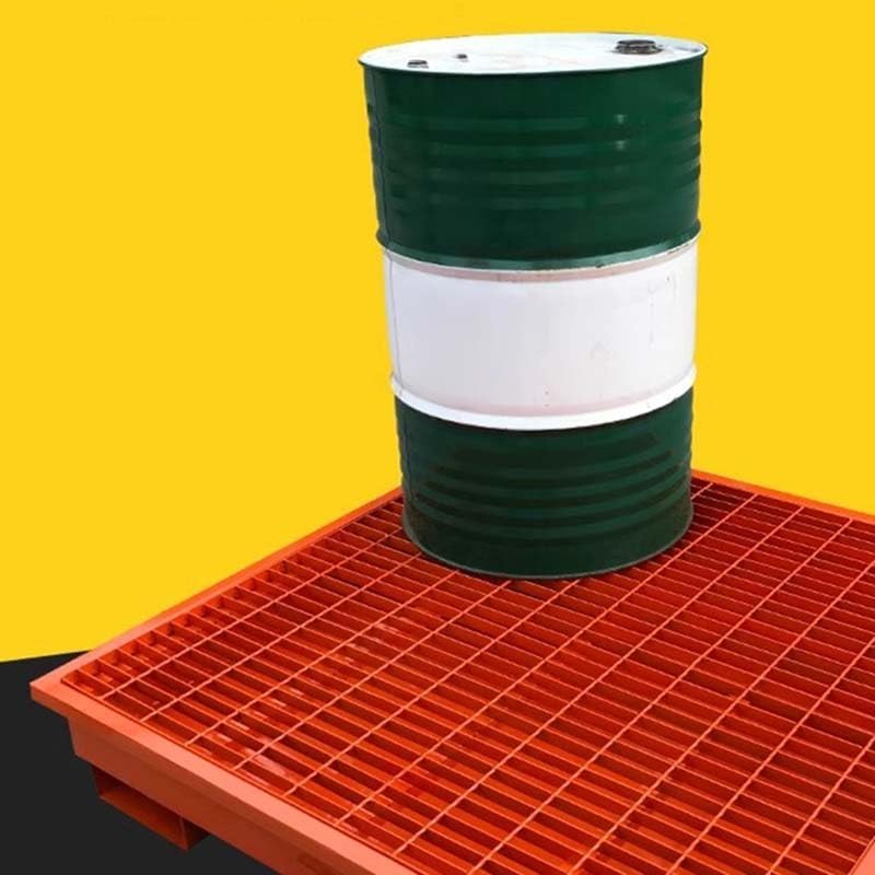 Drum Containment Spill Pallet, Nestable Industrial Paint Bucket Leak-Proof Tray, Garage Kitchen Detachable Steel Modular Platform with Drain(65x65x24cm)