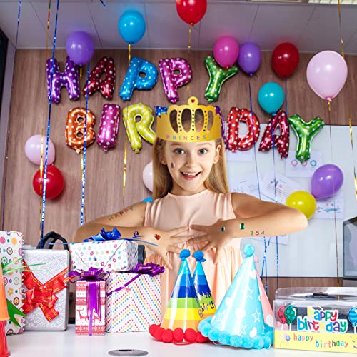 Weysoo Papier Krone Partyhüte, mit Selbstklebende Strasssticker & Alphanumerische Aufkleber, DIY Party Kronenhut Set für Prinzessin Königin Prinz Geburtstagsparty (5 Krone)