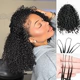 Feather Crochet Hair Extensions Afro Kinky Curly Pre Looped Crochet Human Hair Curly For Black Women Pre Separated Knotless Crochet Hair 20Inch 120g