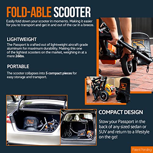 Superhandy 3 Wheel Folding Mobility Scooter - Electric Powered, Lightest Available, Airline Friendly - Long Range Travel W/ 2 Detachable 48V Lithium-Ion Batteries And Charger #TOP1
