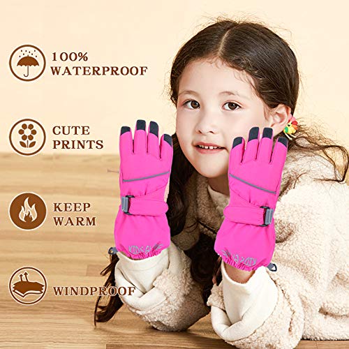 Image of BAVST Kids Winter Glove Boys Girls Snow Ski Waterproof Gloves for Teens Fleece Lining Warm Mittens Outdoor