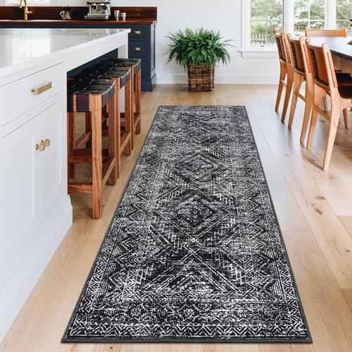 COZYLOOM Washable Runner Rug 2x6 Rug Runner Modern Rug Non Slip Kitchen Rugs Geometric Indoor Entryway Rug Soft Bath Mat Stain Resistant Carpet for Bedroom Hallway Laundry Nursery 2'x6' Taupe