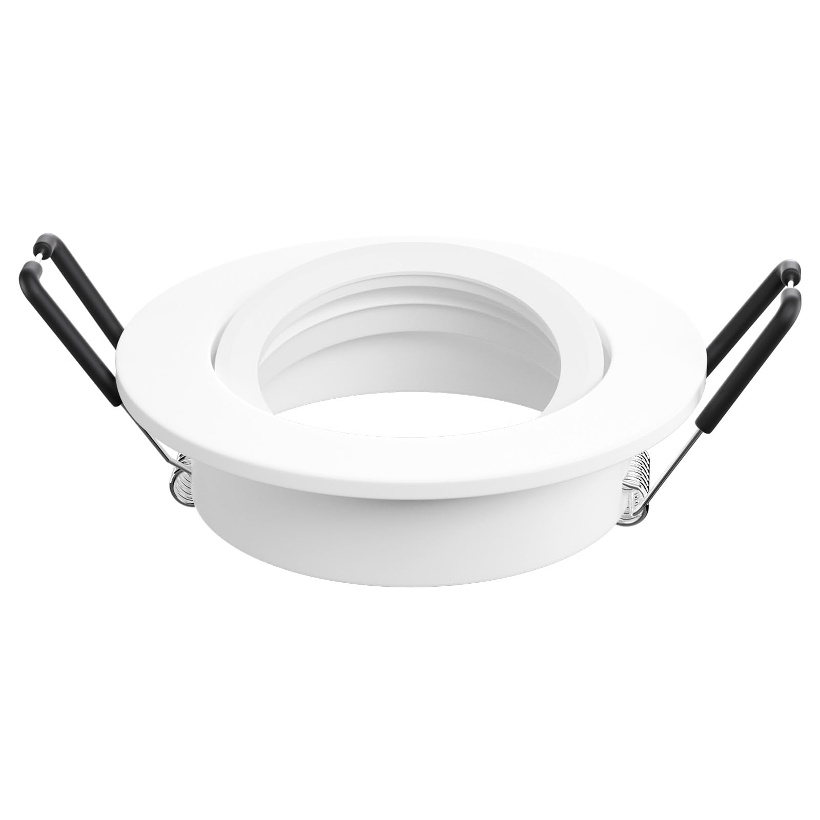 12x Spot Encastrable GU10 Aluminium, Orientables Blanc Support Spot Encastrable Cadre De Montage Avec Douille GU10, Rond Spot de Plafond 68mm extra plat Pour LED, Trou de montage ø60-75mm