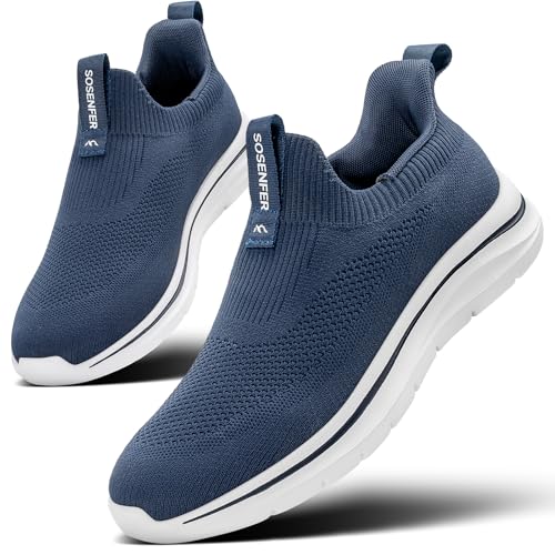 Sosenfer Slip on Sneaker Herren Atmungsaktive Schuhe ohne Schnürsenkel Turnschuhe Bequem Casual Sportschuhe Leicht Gym Walkingschuhe für Herren-SHLAN-42