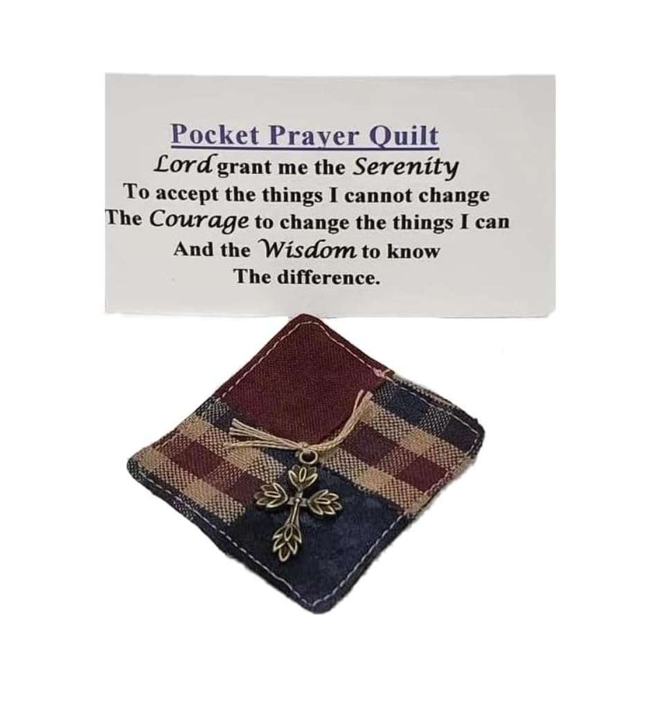 Pocket Prayer Quilt Gifts, Pocket Prayer Quilt – A Gentle Reminder Of Prayer And Comfort, Pocket Prayer Quilt Crosses, With Prayer Card, Remembrance Christian Gift (Serenity)
