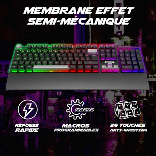 AKUMA Shonen K02 Clavier Gamer AZERTY Français 105 Touches Filaire USB, Rétro-Éclairage LED RGB - PROGRAMMABLE-Repose Poignet MAGNETIQUE 26 Touches Anti-ghosting - Clavier Gaming pour PC/PS4/PS5 – Image 3