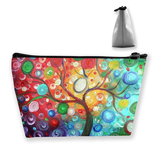 Women Makeup Bag, Colorful Tree Printing Toiletry Pouch Travel bag and Brush Accessories Organizer Hand-held Purse