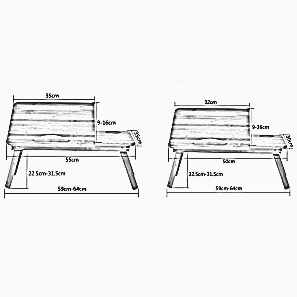 Bureau d'ordinateur portable pour canapé-lit avec plateau inclinable réglable, plateau de service pour petit-déjeuner avec pieds pliants, table multifonction, bureau au sol, 100 % bambou nature (tail