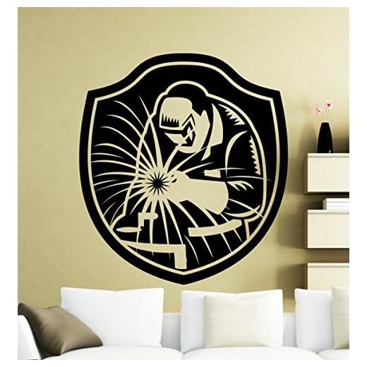 Welder Wall Decal Man at Work Helmet Welding Vinyl Sticker Garage Home Room Interior Art Decoration Any Room Mural Waterproof Vinyl Sticker (190xx)