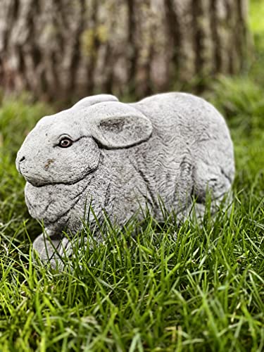 Oloma Garden Rabbit Miniature Concrete Animal Sculpture Cement Farmhouse Ornament Stone Gift For Rabbit Lover Outdoor Art Figurine Memorial Statue Garden Rabbit Decor Laying Bunny Figure #TOP5