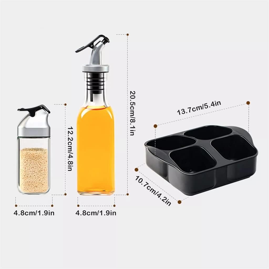 Set Condiment Box Glass Bottle Kitchen Condiment Bottle Clear Seal With Base