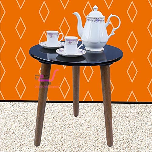 Image of Wood Foldable Oval Shaped Bed Side Table (Large, Black)