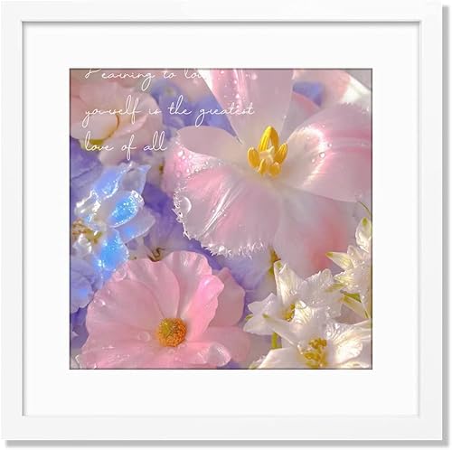 Marco de fotos blanco de 17 x 17 pulgadas, marco de fotos de madera de 13 x 13 pulgadas con paspartú o 17 x 17 pulgadas sin paspartú, decoración de