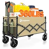 Originsure Carro plegable plegable – Carro de playa plegable ligero portátil resistente con ruedas – Carros de utilidad al aire libre para comestibles, camping, compras, deportes con gran capacidad