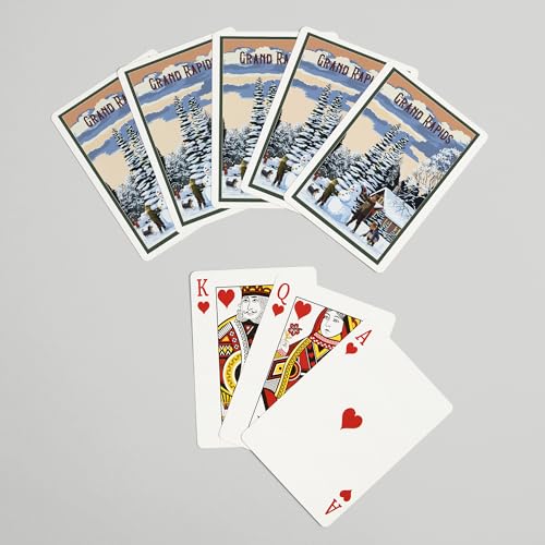 Baraja de 52 cartas tamaño póker con escena de muñeco de nieve miniatura 7