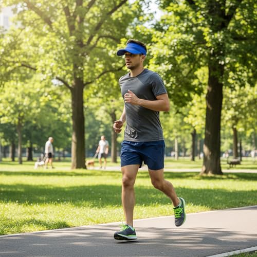 Image of 5 Pack Cooling Quick Dry Sun Visors, Unisex Empty Top Breathable Sun Protection Mesh Hats for Outdoor Activities