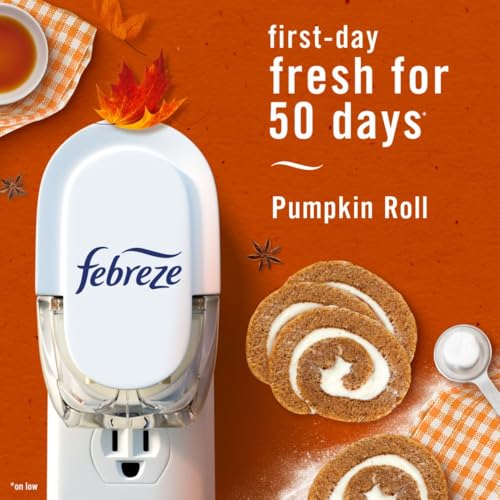 Febreze Plug In Air Freshener, Odor-Fighting Scented Oil Refill, Air Fresheners for Home and Bathroom and Kitchen, Long Lasting for Strong Odors, Pumpkin Roll Scent, 0.87oz Refills, 2 Count - image 3