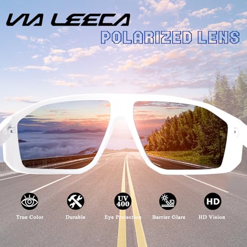 VIA LEECA Polarized Baseball Sport Sunglasses for Men Women, Fashion Uv400 Protection Wrap Around Unbreakable Shades2