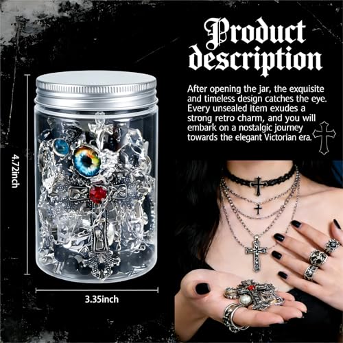 Image of Mystery Jewelry Jar Set 33-35 Pcs Surprise Jewelry Box for Women | Includes Necklaces, Earrings, Rings and Bracelets, Alternative Fashion Romantic Present for Her, Halloween&Christmas day