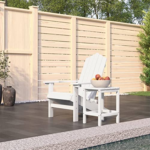 Xichuzi Silla de jardín Adirondack con Mesa, Sillas Terraza, Sillas Terraza Exterior, Sillas Exterior, Butaca De Exterior, Silla Playa, HDPE Blanco