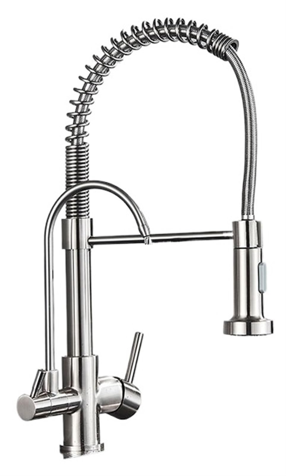 Robinet de cuisine avec filtre chromé double poignée anti tartre