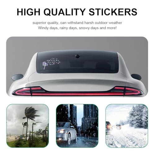 Image of Car Dandelion Flying Sticker, Waterproof Auto Dandelion Flying Flower Sticker with Music Notes, 7.9 inchx5.5 inch Die Cut Vinyl Dandelion Decal for Car Window Laptop, Car Accessories (Colorful)